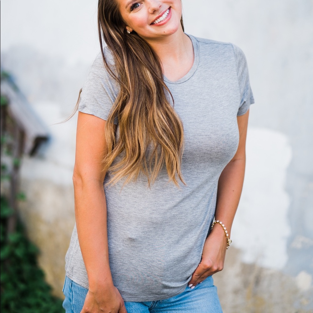 New Basic Heather Gray Lightweight Tee Shirt Top
